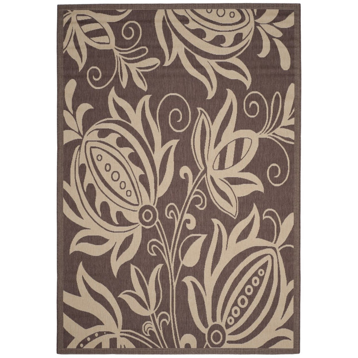 SAFAVIEH Outdoor CY2961-3409 Courtyard Chocolate / Natural Rug Image 1