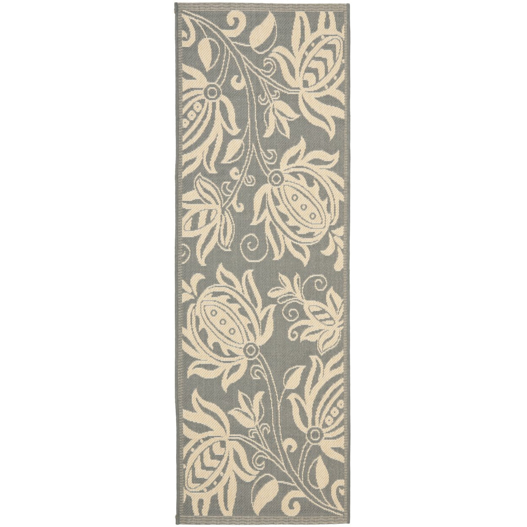 SAFAVIEH Outdoor CY2961-3606 Courtyard Grey / Natural Rug Image 1