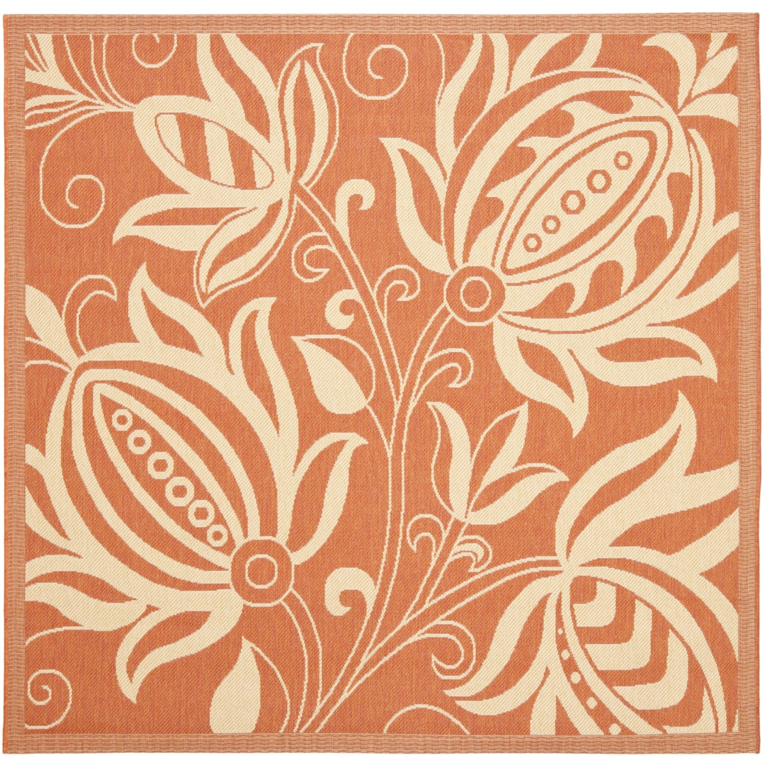 SAFAVIEH Outdoor CY2961-3202 Courtyard Terracotta / Natural Rug Image 10