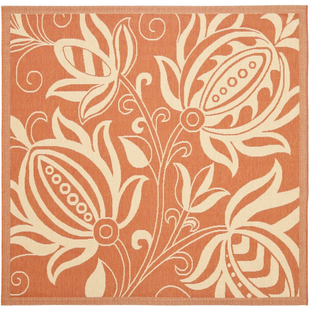 SAFAVIEH Outdoor CY2961-3202 Courtyard Terracotta / Natural Rug Image 1