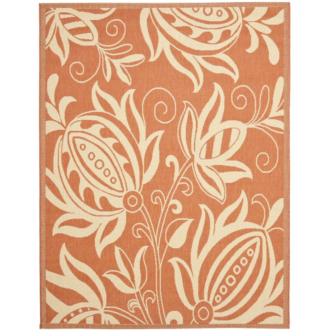 SAFAVIEH Outdoor CY2961-3202 Courtyard Terracotta / Natural Rug Image 11