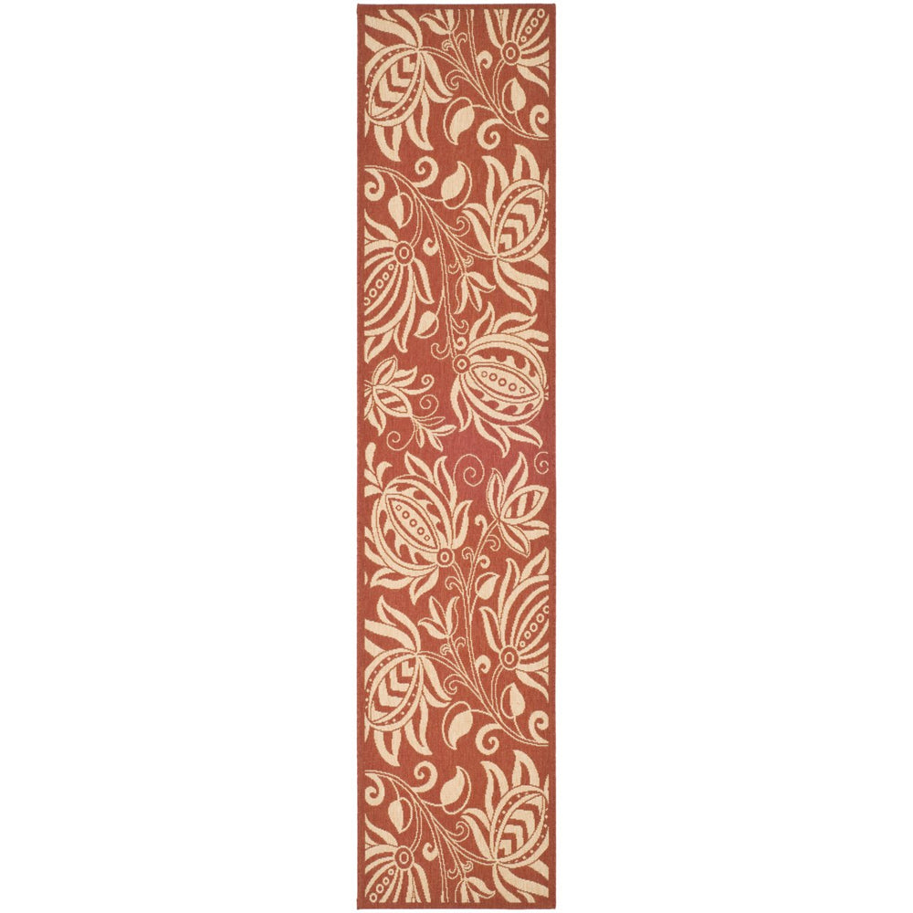 SAFAVIEH Outdoor CY2961-3707 Courtyard Red / Natural Rug Image 2
