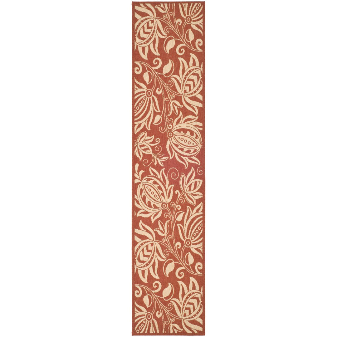 SAFAVIEH Outdoor CY2961-3707 Courtyard Red / Natural Rug Image 1