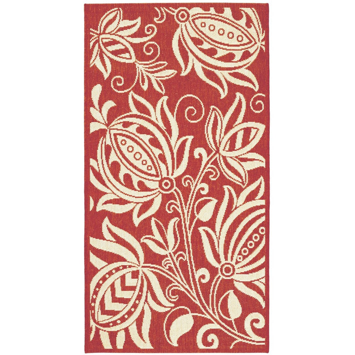 SAFAVIEH Outdoor CY2961-3707 Courtyard Red / Natural Rug Image 4