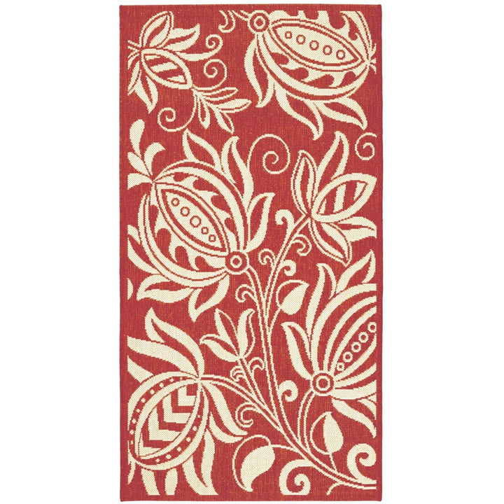 SAFAVIEH Outdoor CY2961-3707 Courtyard Red / Natural Rug Image 1