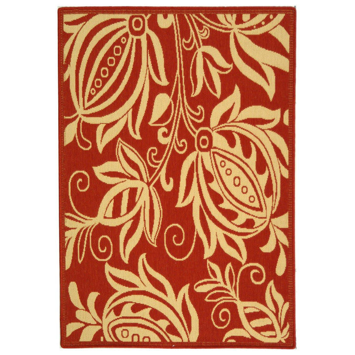 SAFAVIEH Outdoor CY2961-3707 Courtyard Red / Natural Rug Image 5