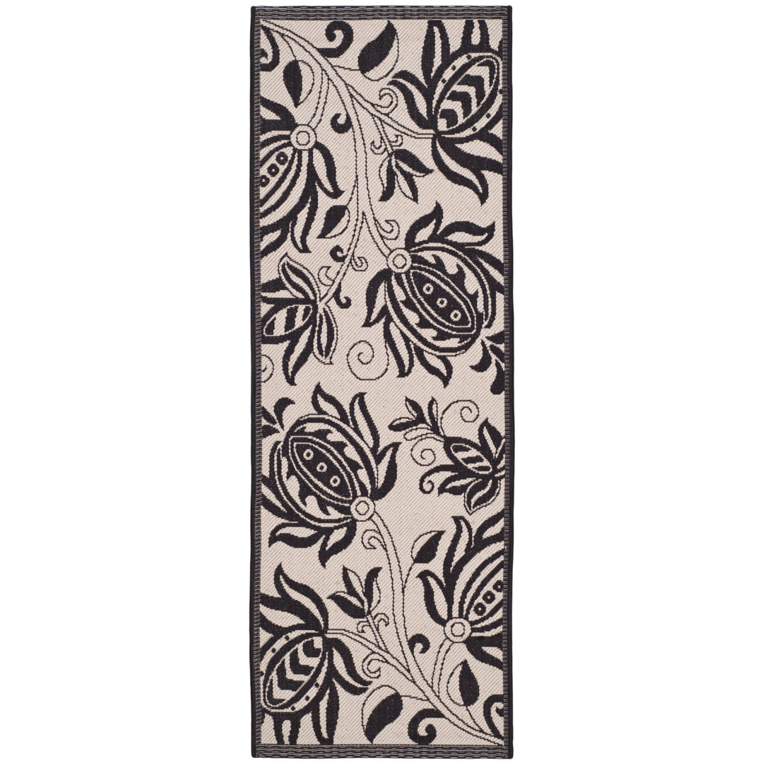 SAFAVIEH Indoor Outdoor CY2961-3901 Courtyard Sand / Black Rug Image 1