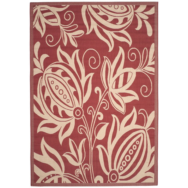 SAFAVIEH Outdoor CY2961-3707 Courtyard Red / Natural Rug Image 1