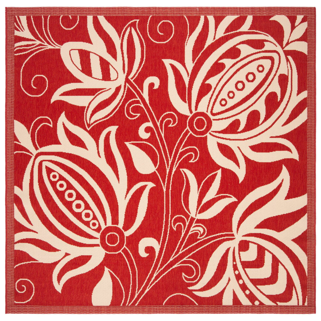 SAFAVIEH Outdoor CY2961-3707 Courtyard Red / Natural Rug Image 1