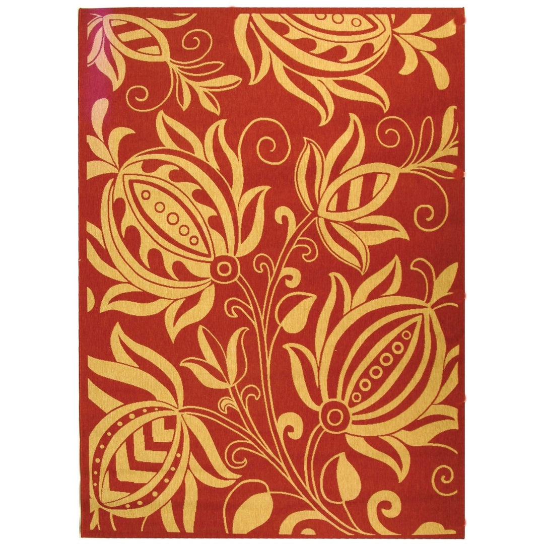 SAFAVIEH Outdoor CY2961-3707 Courtyard Red / Natural Rug Image 10