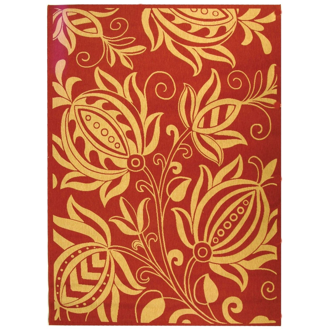 SAFAVIEH Outdoor CY2961-3707 Courtyard Red / Natural Rug Image 1