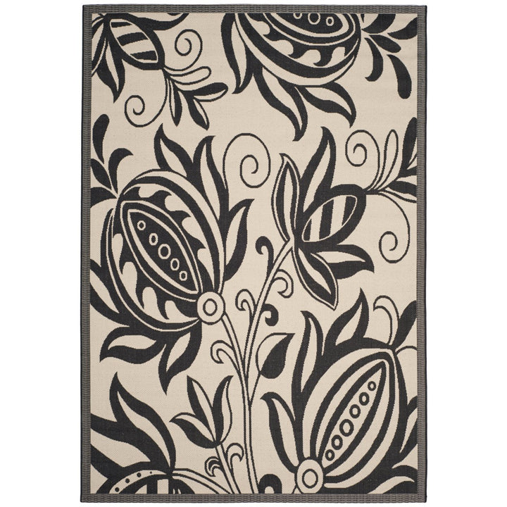 SAFAVIEH Indoor Outdoor CY2961-3901 Courtyard Sand / Black Rug Image 1