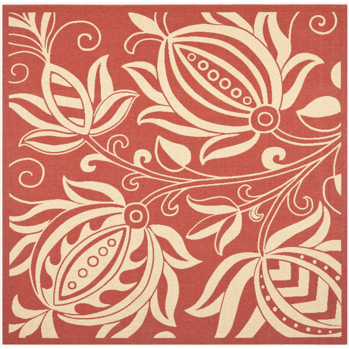 SAFAVIEH Outdoor CY2961-3707 Courtyard Red / Natural Rug Image 11