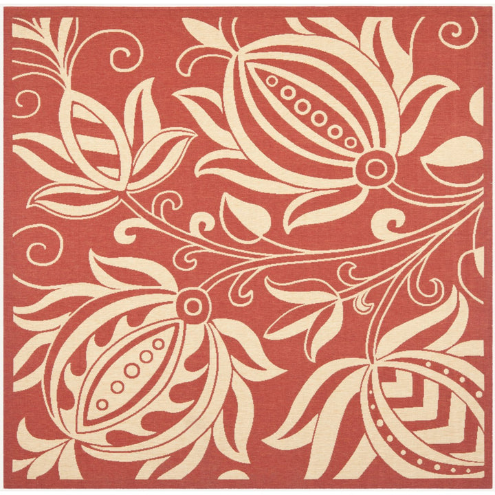 SAFAVIEH Outdoor CY2961-3707 Courtyard Red / Natural Rug Image 1