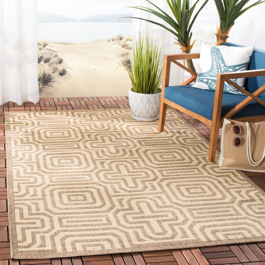 SAFAVIEH Outdoor CY2962-3009 Courtyard Brown / Natural Rug Image 1