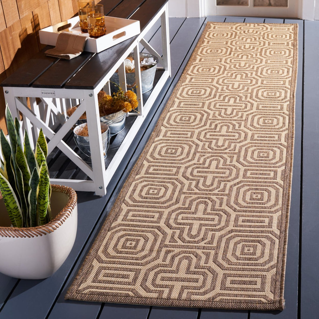 SAFAVIEH Outdoor CY2962-3009 Courtyard Brown / Natural Rug Image 2