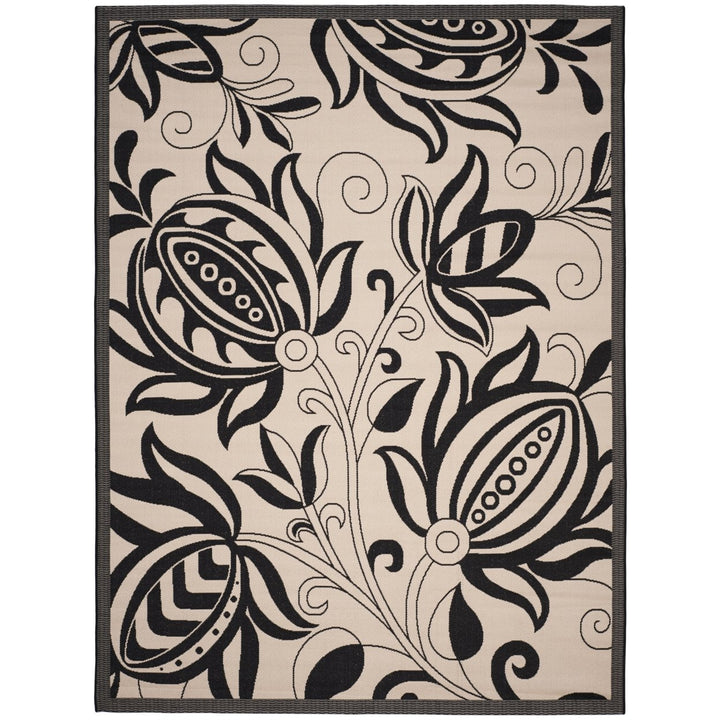 SAFAVIEH Indoor Outdoor CY2961-3901 Courtyard Sand / Black Rug Image 1