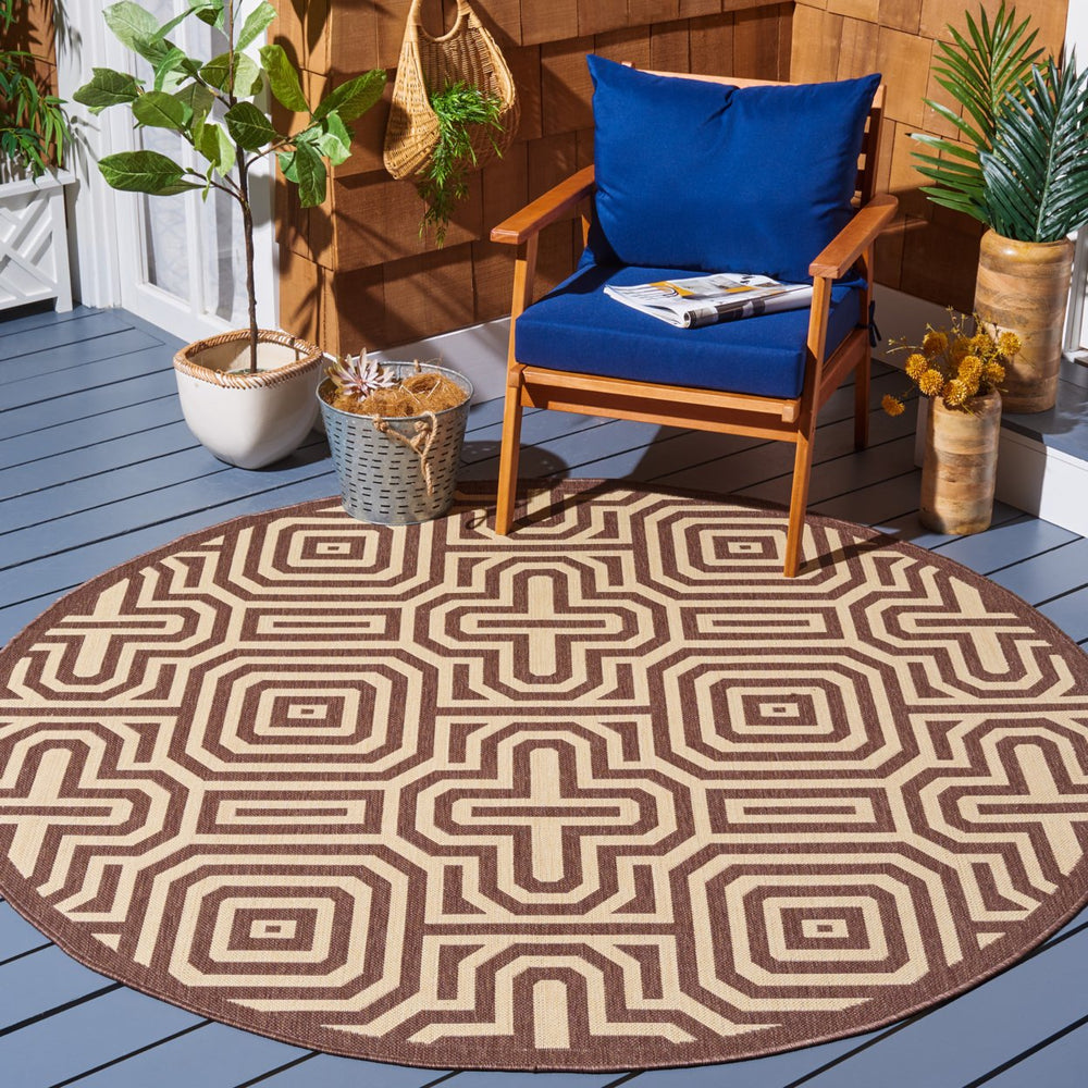 SAFAVIEH Outdoor CY2962-3409 Courtyard Chocolate / Natural Rug Image 2