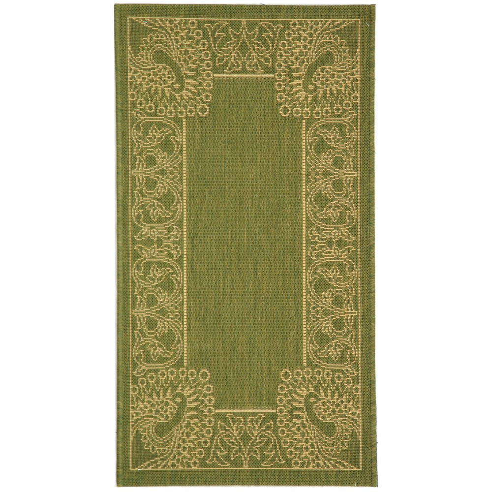 SAFAVIEH Outdoor CY2965-1E06 Courtyard Olive / Natural Rug Image 2