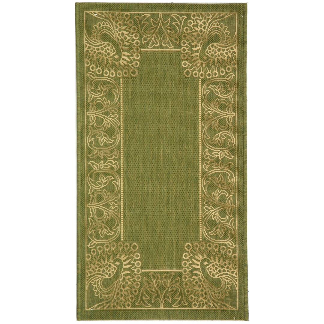 SAFAVIEH Outdoor CY2965-1E06 Courtyard Olive / Natural Rug Image 1