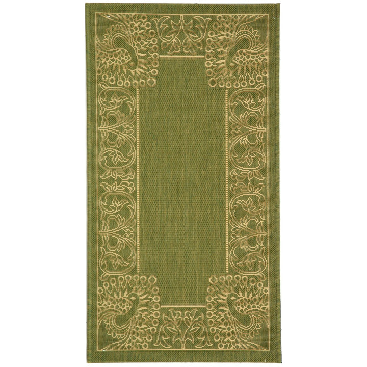 SAFAVIEH Outdoor CY2965-1E06 Courtyard Olive / Natural Rug Image 1