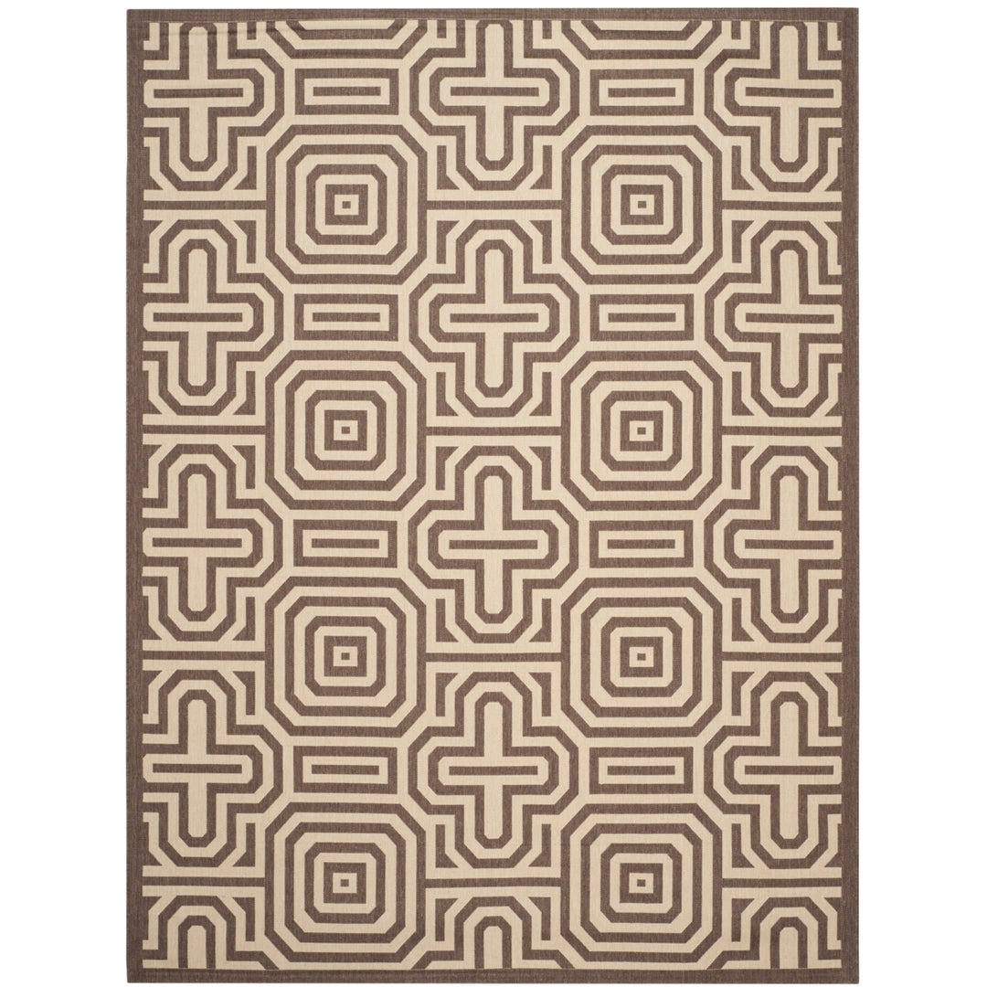SAFAVIEH Outdoor CY2962-3409 Courtyard Chocolate / Natural Rug Image 4