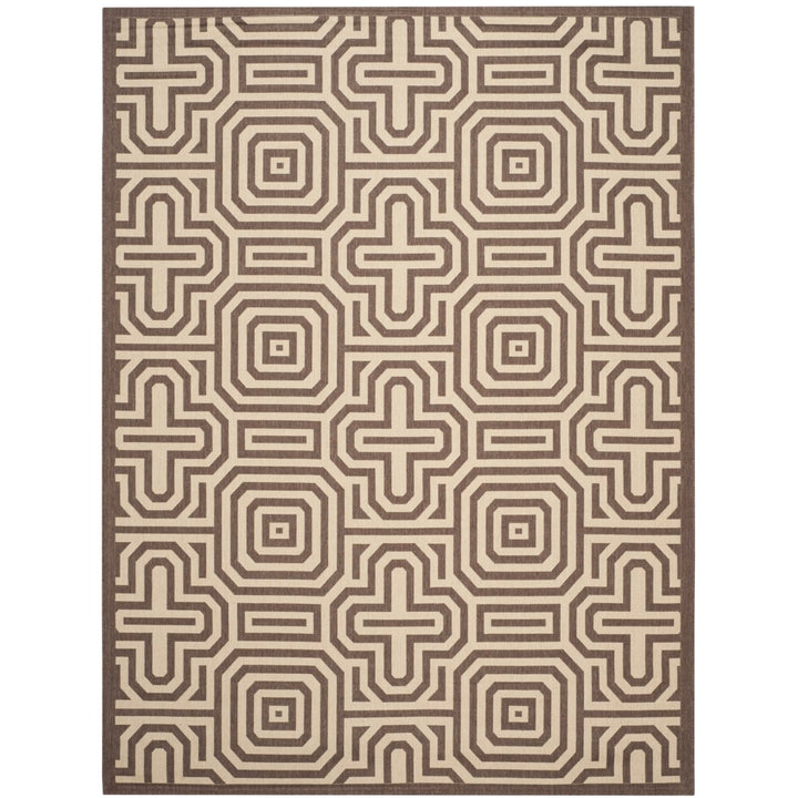 SAFAVIEH Outdoor CY2962-3409 Courtyard Chocolate / Natural Rug Image 1