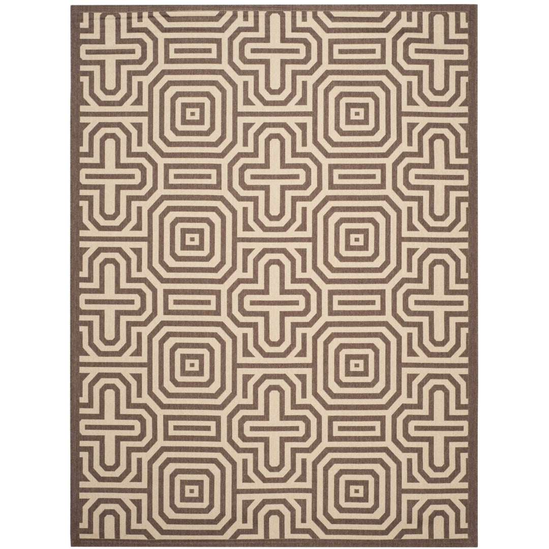 SAFAVIEH Outdoor CY2962-3409 Courtyard Chocolate / Natural Rug Image 1