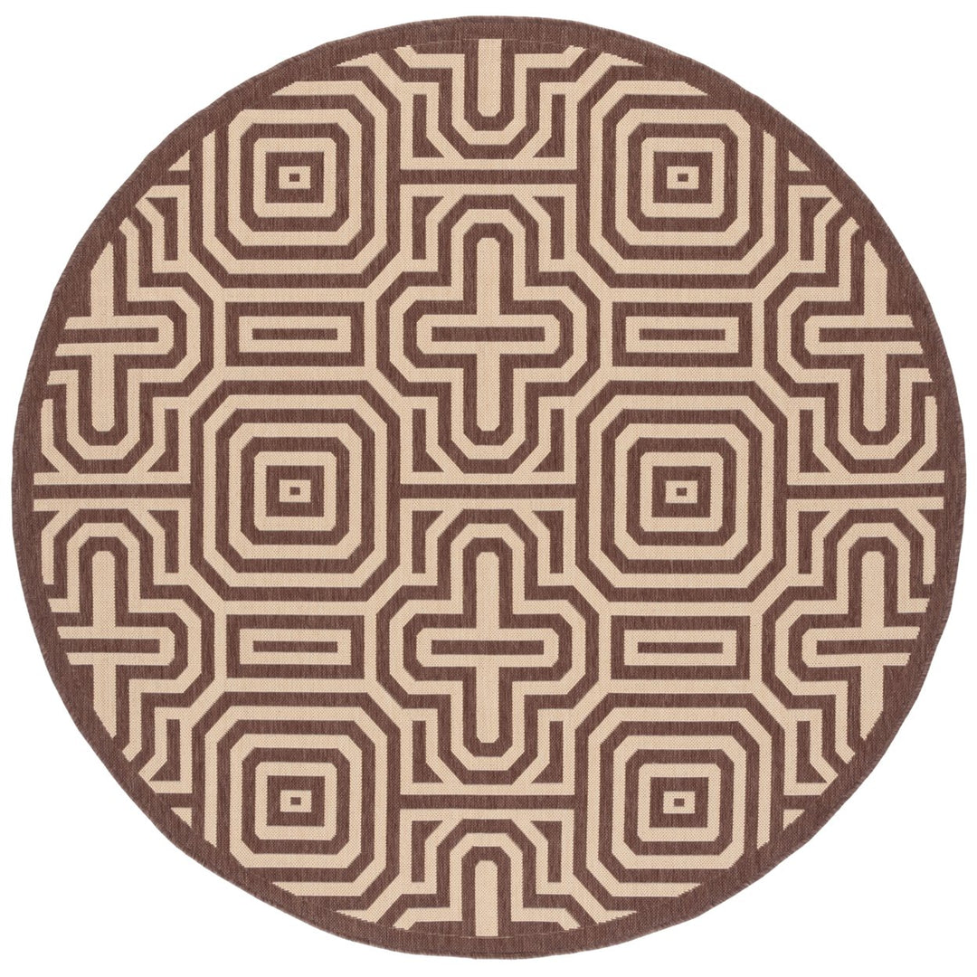 SAFAVIEH Outdoor CY2962-3409 Courtyard Chocolate / Natural Rug Image 1