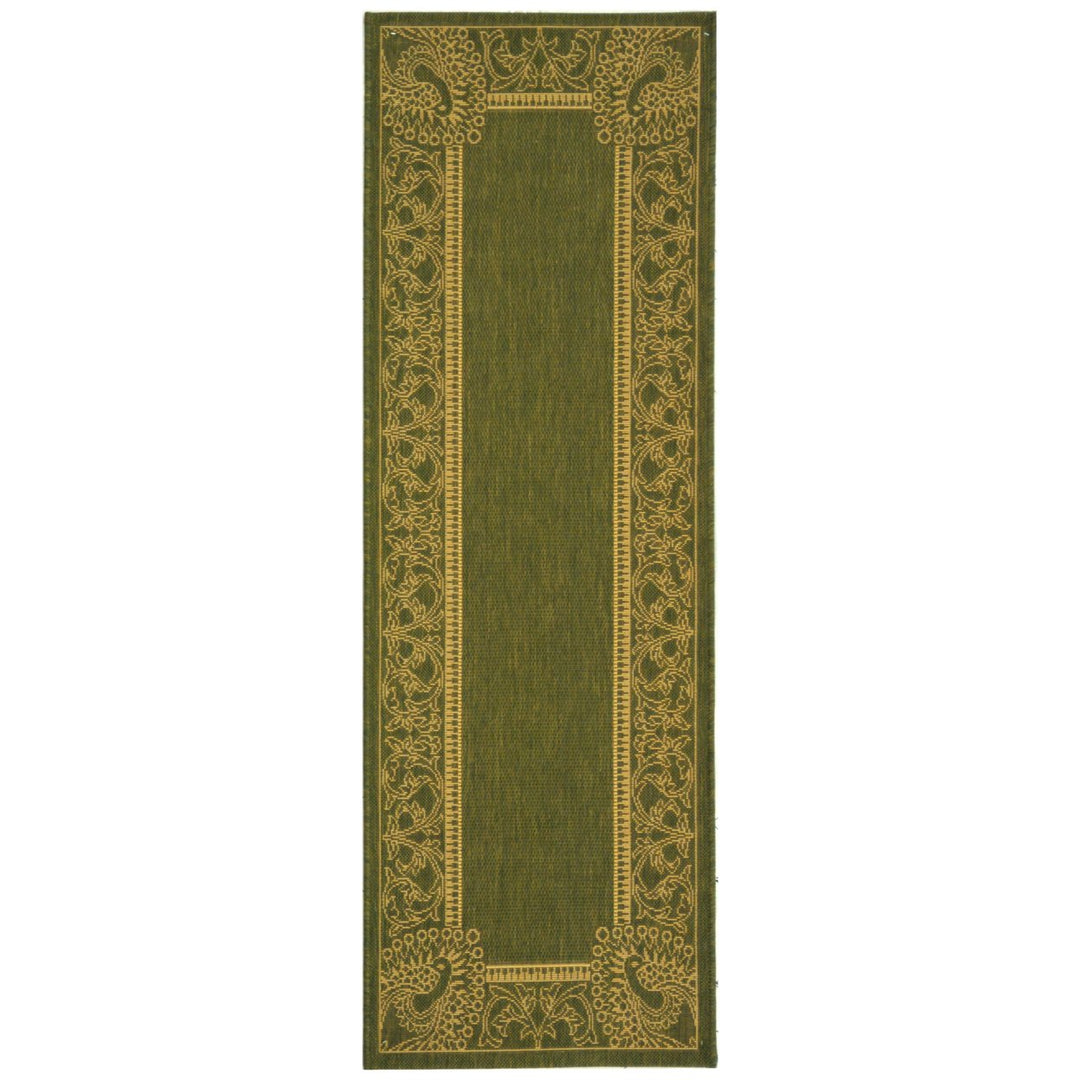 SAFAVIEH Outdoor CY2965-1E06 Courtyard Olive / Natural Rug Image 1