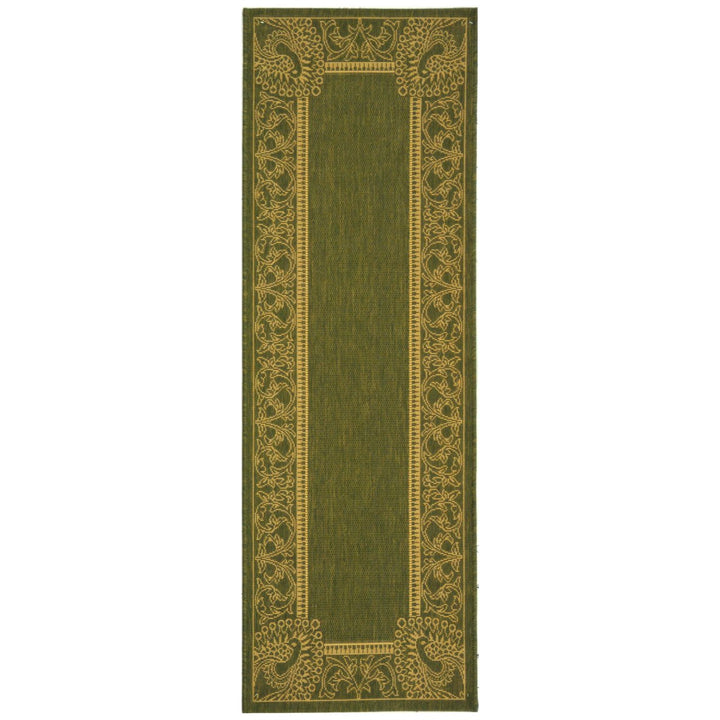 SAFAVIEH Outdoor CY2965-1E06 Courtyard Olive / Natural Rug Image 1