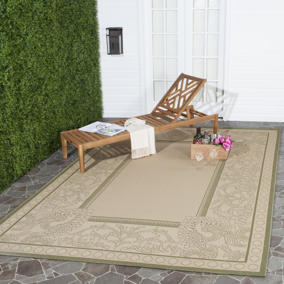 SAFAVIEH Outdoor CY2965-1E01 Courtyard Natural / Olive Rug Image 1