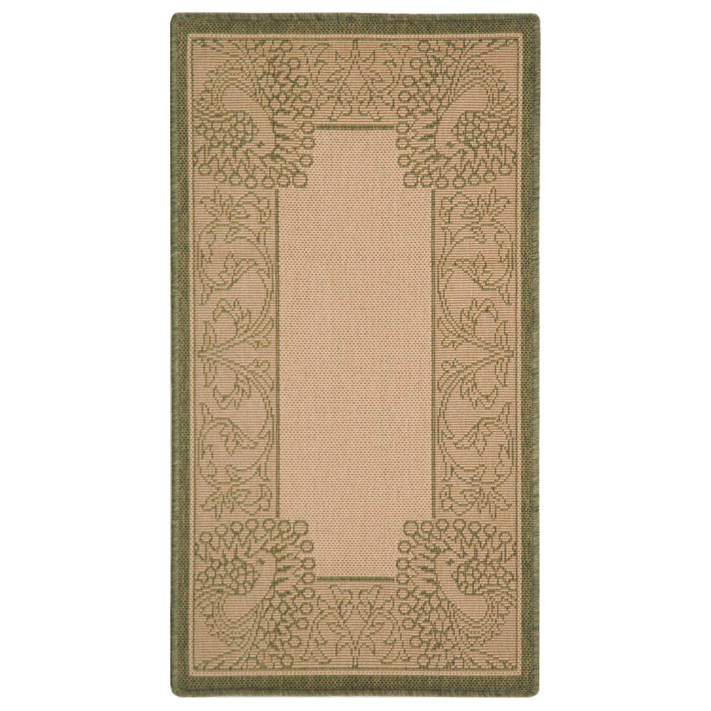 SAFAVIEH Outdoor CY2965-1E01 Courtyard Natural / Olive Rug Image 2