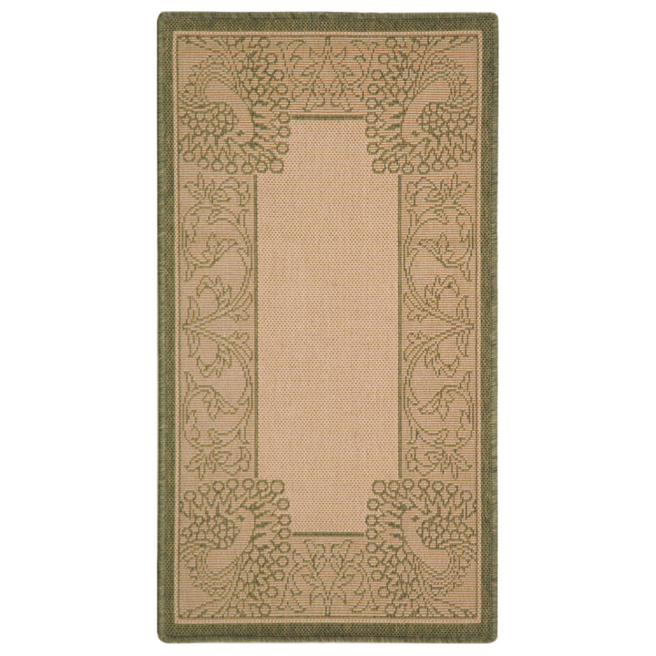 SAFAVIEH Outdoor CY2965-1E01 Courtyard Natural / Olive Rug Image 2