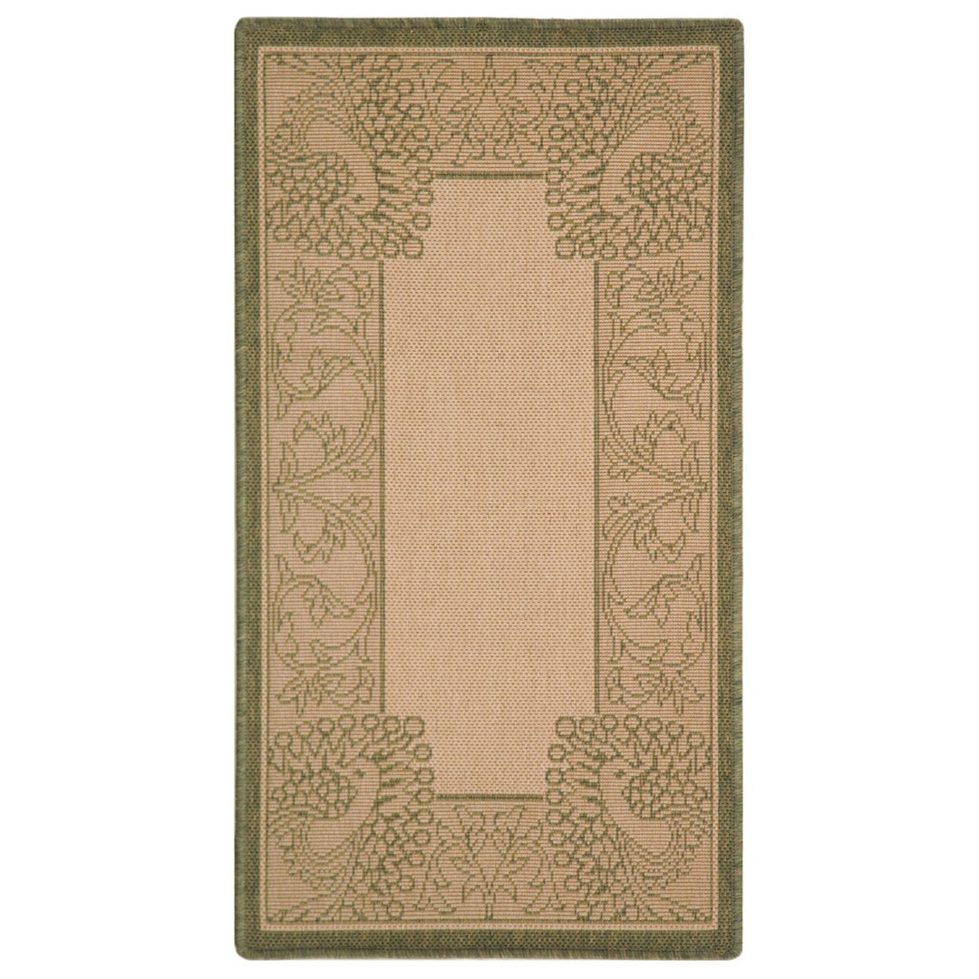 SAFAVIEH Outdoor CY2965-1E01 Courtyard Natural / Olive Rug Image 1