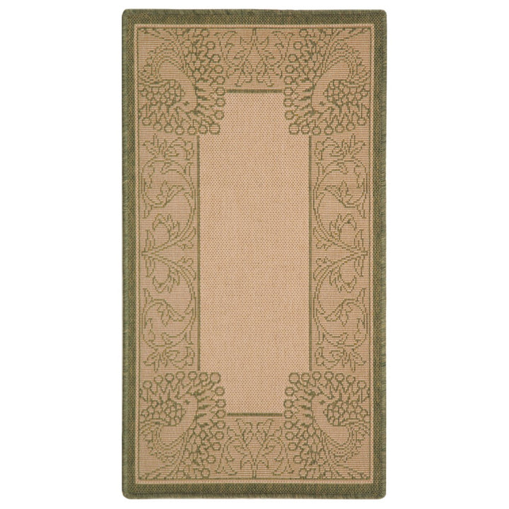 SAFAVIEH Outdoor CY2965-1E01 Courtyard Natural / Olive Rug Image 1