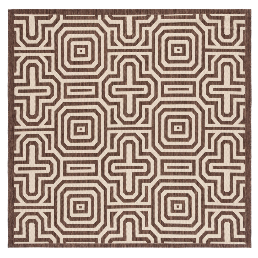 SAFAVIEH Outdoor CY2962-3409 Courtyard Chocolate / Natural Rug Image 7