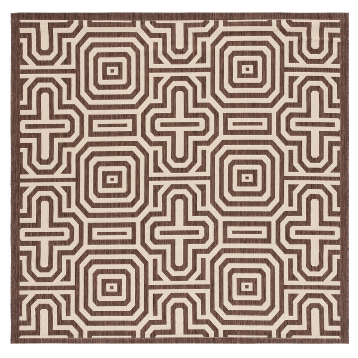 SAFAVIEH Outdoor CY2962-3409 Courtyard Chocolate / Natural Rug Image 7