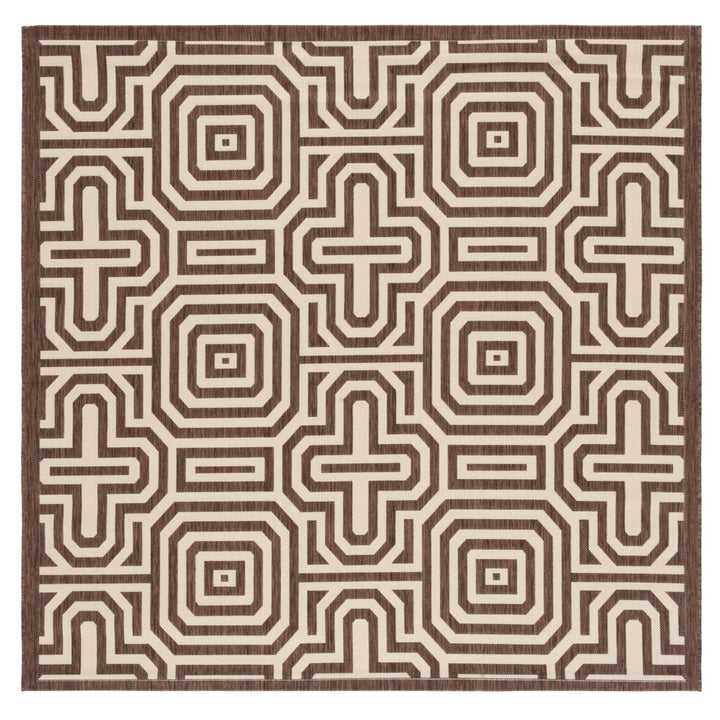 SAFAVIEH Outdoor CY2962-3409 Courtyard Chocolate / Natural Rug Image 1