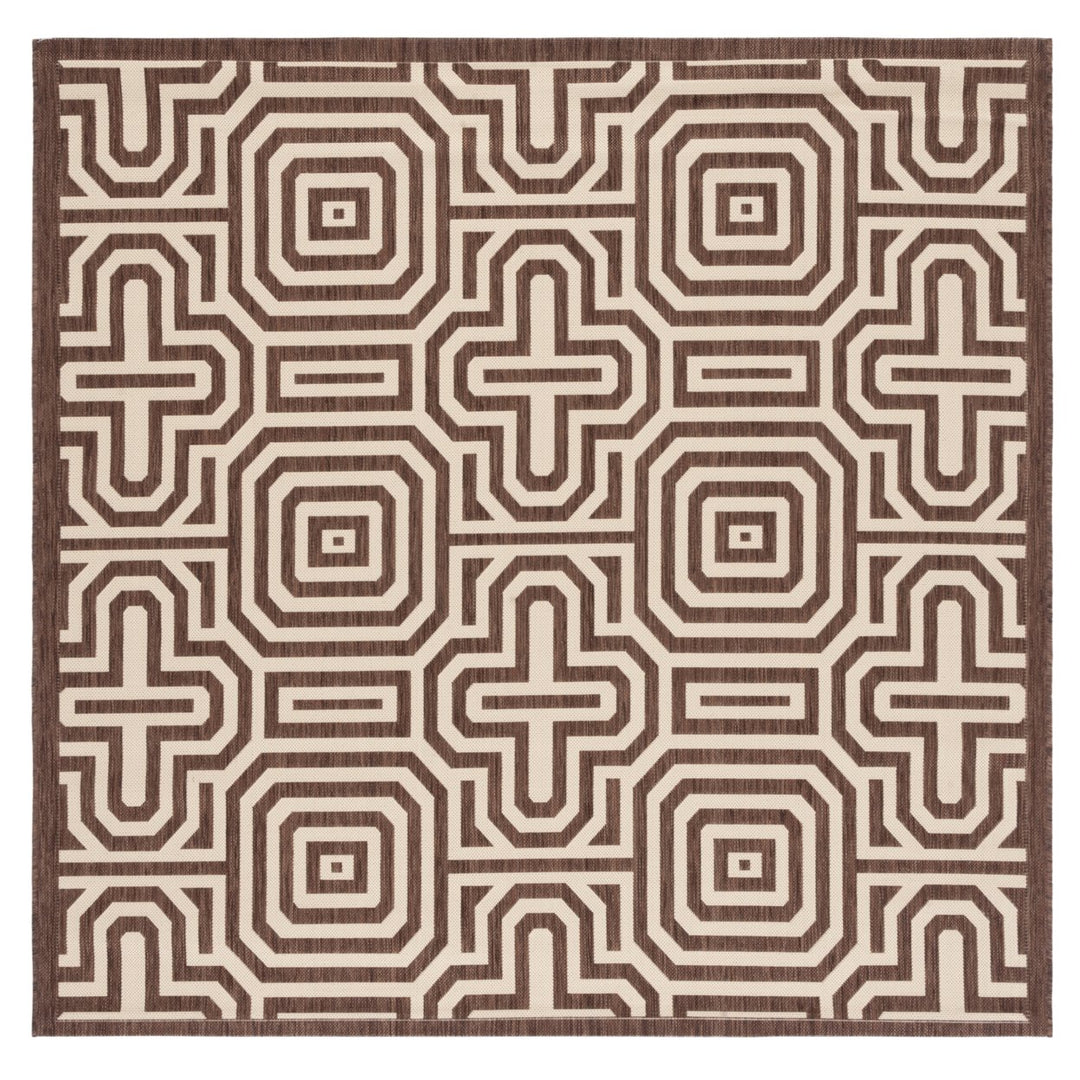 SAFAVIEH Outdoor CY2962-3409 Courtyard Chocolate / Natural Rug Image 1