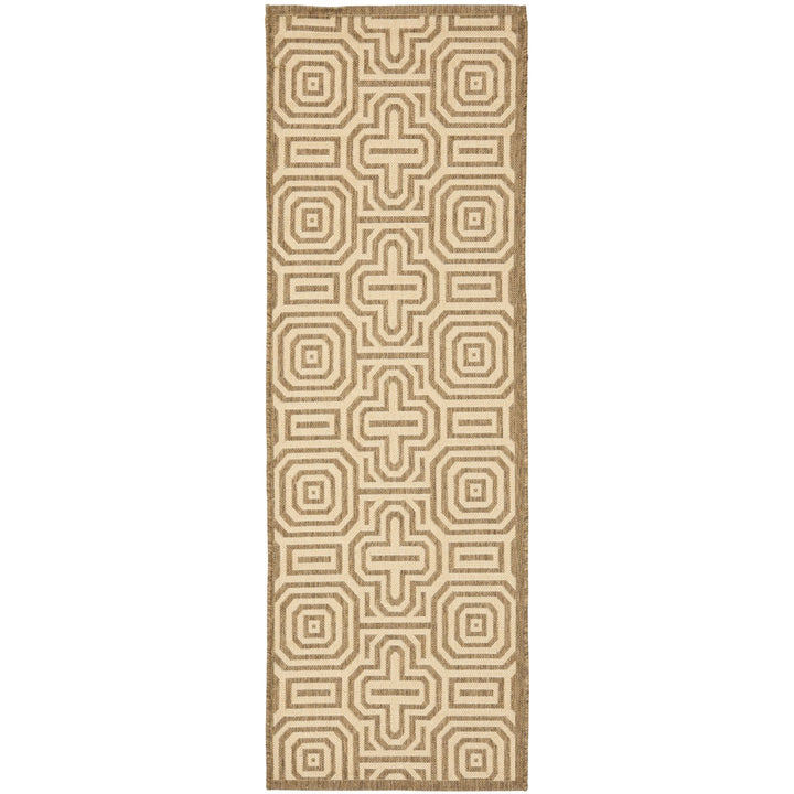 SAFAVIEH Outdoor CY2962-3009 Courtyard Brown / Natural Rug Image 1