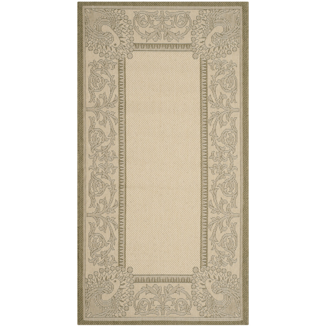 SAFAVIEH Outdoor CY2965-1E01 Courtyard Natural / Olive Rug Image 4