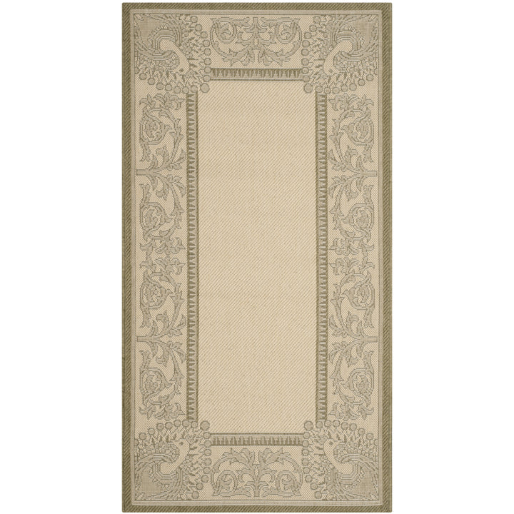 SAFAVIEH Outdoor CY2965-1E01 Courtyard Natural / Olive Rug Image 4