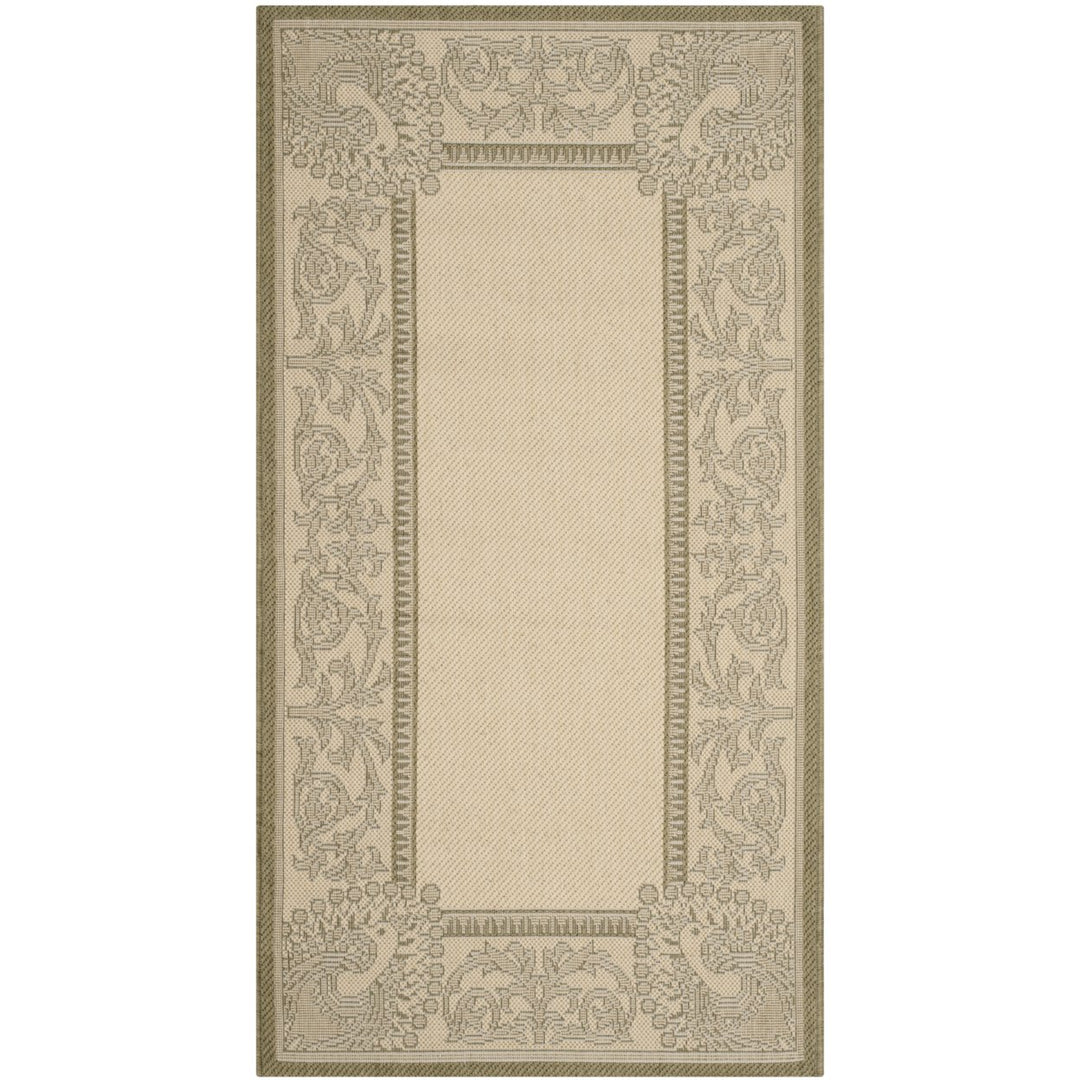 SAFAVIEH Outdoor CY2965-1E01 Courtyard Natural / Olive Rug Image 1