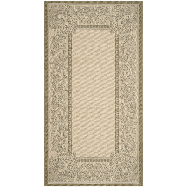 SAFAVIEH Outdoor CY2965-1E01 Courtyard Natural / Olive Rug Image 1