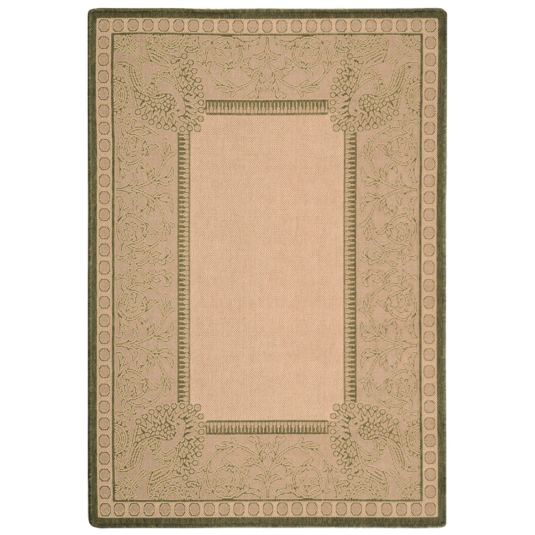 SAFAVIEH Outdoor CY2965-1E01 Courtyard Natural / Olive Rug Image 1