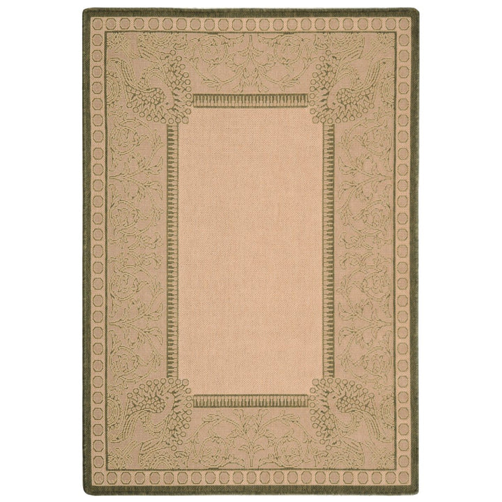 SAFAVIEH Outdoor CY2965-1E01 Courtyard Natural / Olive Rug Image 1