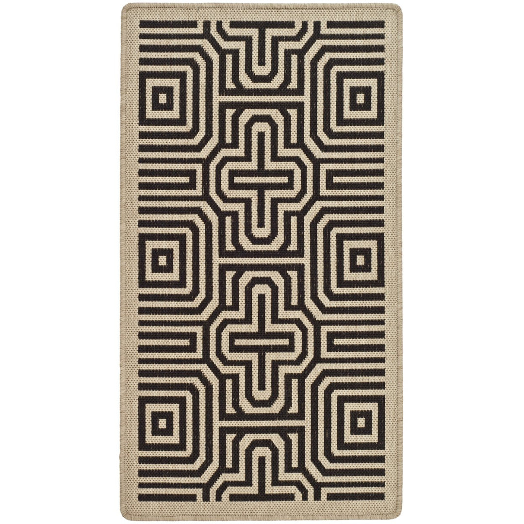 SAFAVIEH Indoor Outdoor CY2962-3901 Courtyard Sand / Black Rug Image 1