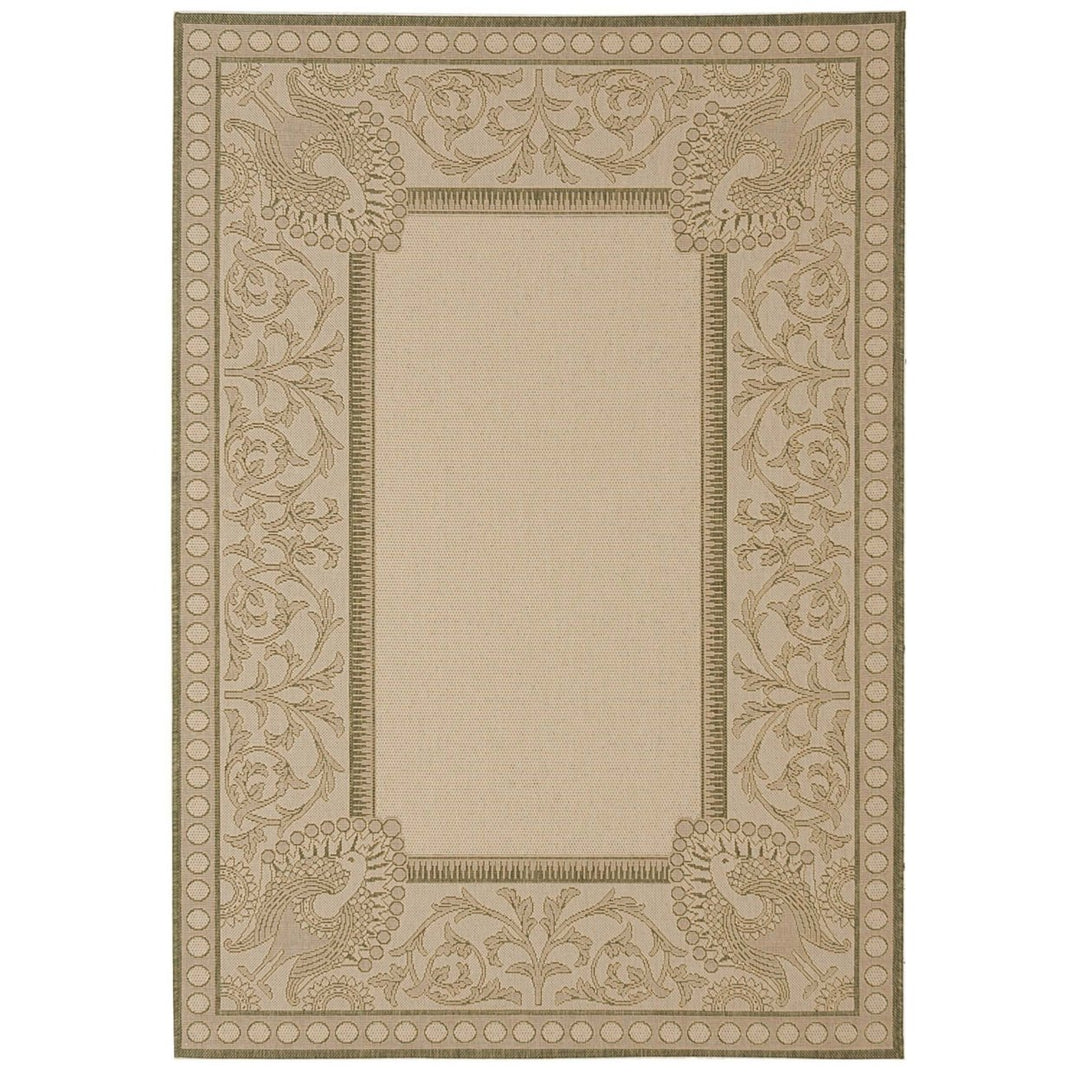 SAFAVIEH Outdoor CY2965-1E01 Courtyard Natural / Olive Rug Image 1