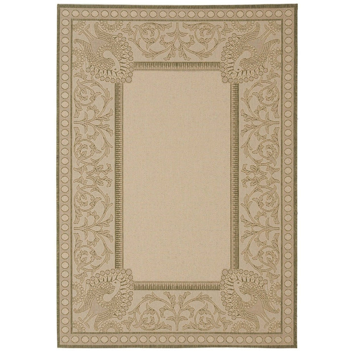 SAFAVIEH Outdoor CY2965-1E01 Courtyard Natural / Olive Rug Image 1